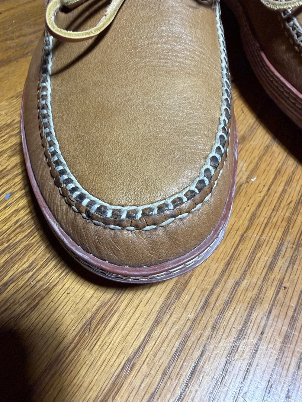 Men's Tan Leather Moc Toe Slip-On Loafers by TB Phelps